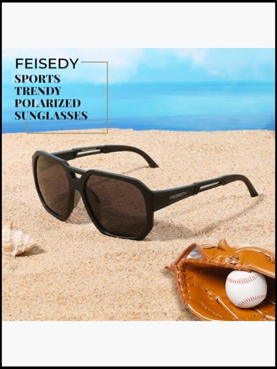 Vintage Polarized Aviator Sunglasses, Large Square Frame, Sports Eyewear main image 5